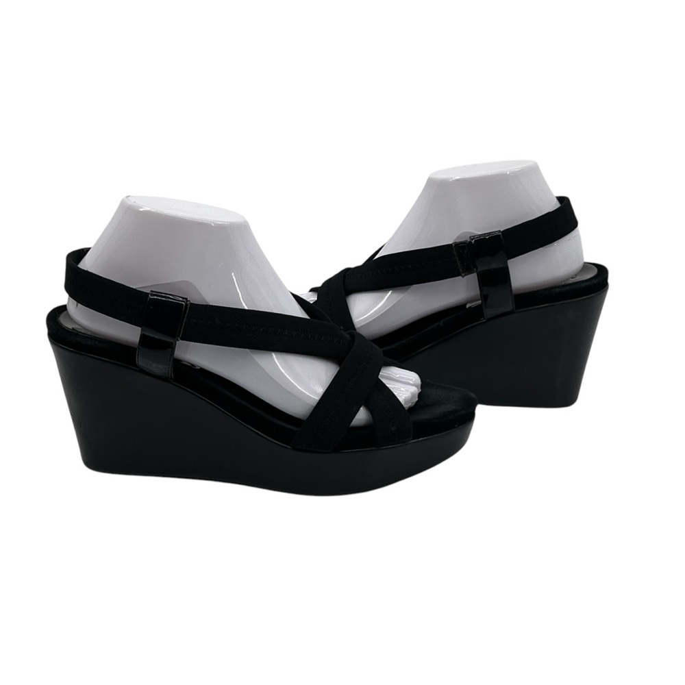 Donald J. Pliner Black Jemm Slingback Strap Wedge Sandals Size 8 1/2 Women’s